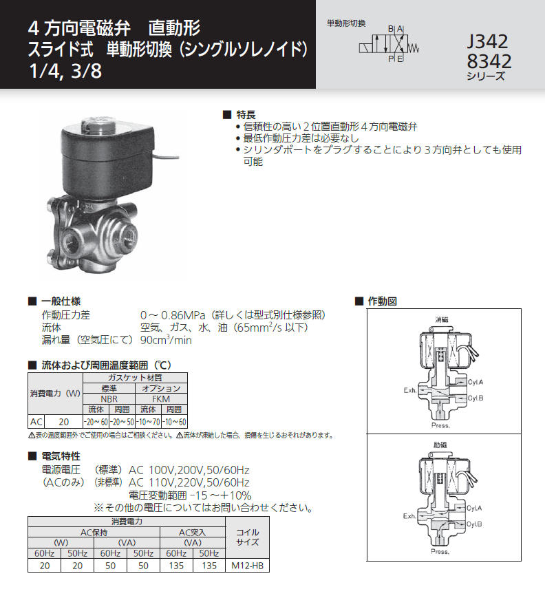 よいしな 4方向電磁弁 ｽﾗｲﾄﾞ式 配管3/8 日本アスコ㈱ ASCO